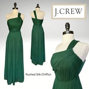 J. Crew Green Chiffon Maxi Dress SpecialOccasion Christmas CocktailParty Wedding